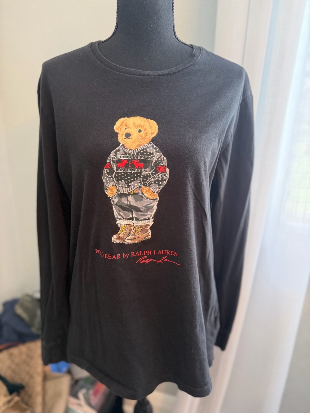 Polo by Ralph Lauren Black Long-Sleeve Tee with Polo Bear Graphic